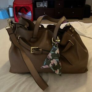 Steve Madden Brown Shoulder Bag with Floral Scarf